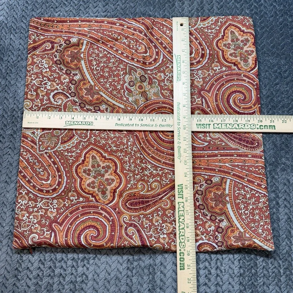 Pottery Barn Paisley Throw Pillow Cover 20x20 Rust Orange Linen Cotton 2009